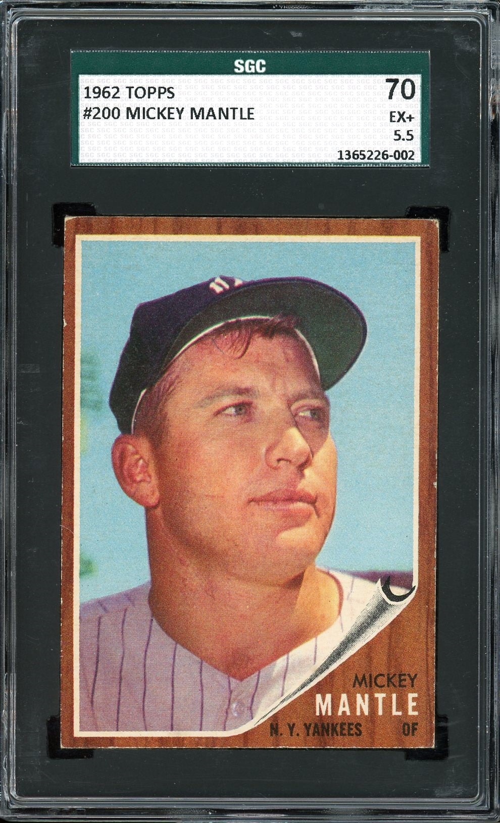 1962 Topps #200 Mickey Mantle HOF New York Yankees SGC 5.5 EX+