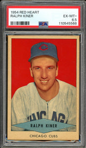 1954 Red Heart Ralph Kiner HOF Chicago Cubs PSA 6.5 EX-MT+