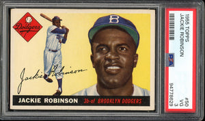 1955 Topps #50 Jackie Robinson HOF Brooklyn Dodgers PSA 3 VG