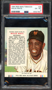 1954 Red Man Tobacco #25 Willie Mays HOF New York Giants PSA 6 EX-MT
