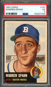 1953 Topps #147 Warren Spahn HOF Boston Braves PSA 3 VG
