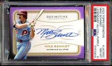 Load image into Gallery viewer, 2023 Topps Definitive Mike Schmidt Auto /5 Purple HOF Philadelphia Phillies PSA 8 NM-MT
