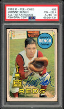 Load image into Gallery viewer, 1969 O-Pee-Chee #95 Johnny Bench Auto HOF Cincinnati Reds PSA 4 Auto 10
