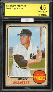 1968 Topps #280 Mickey Mantle HOF New York Yankees MBA 4.5 VG-EX+ MBA Silver