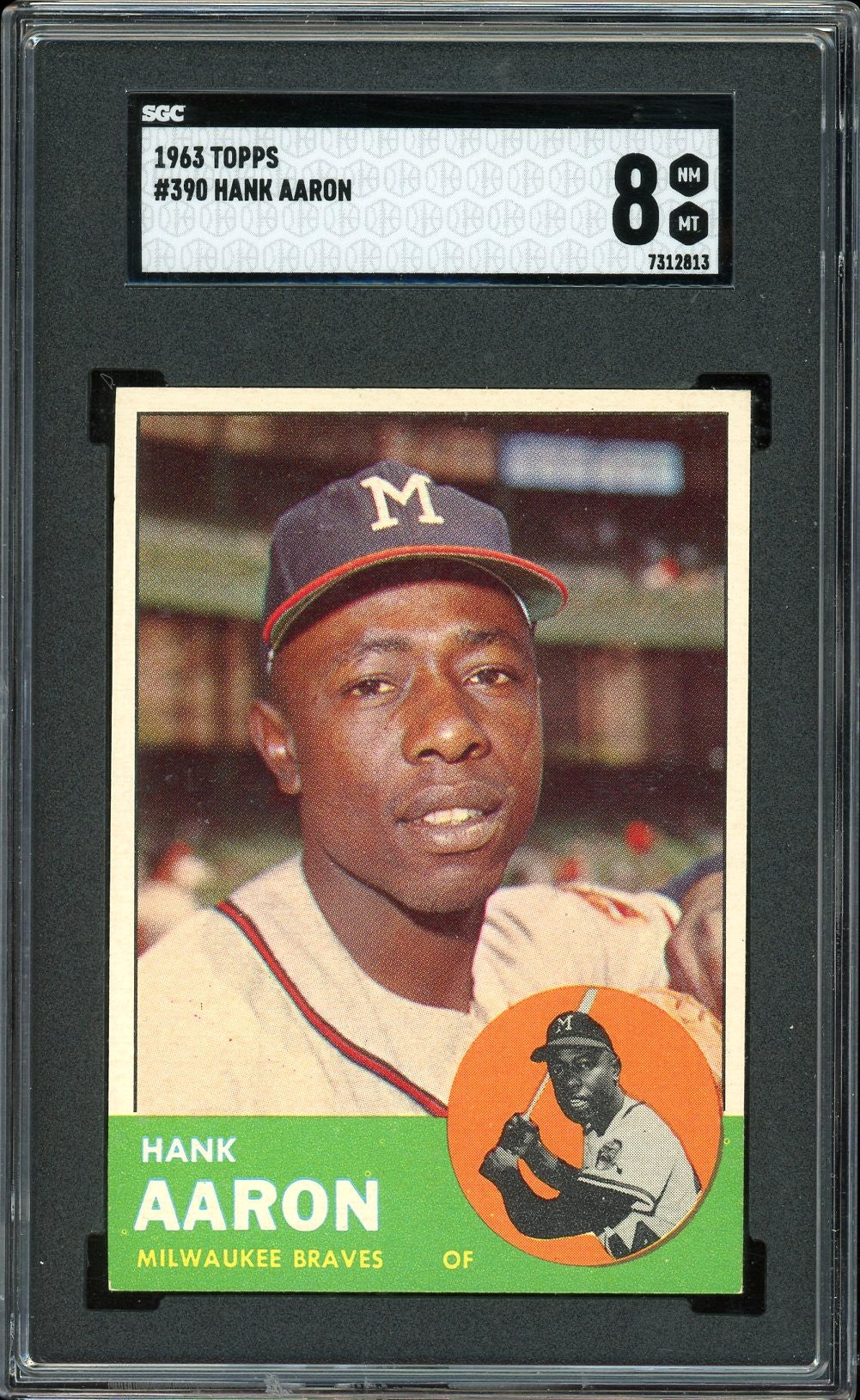 1963 Topps #390 Hank Aaron HOF Milwaukee Braves SGC 8 NM-MT