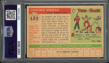 Load image into Gallery viewer, 1955 Topps #123 Sandy Koufax Rookie HOF Brooklyn Dodgers PSA 3.5 VG+
