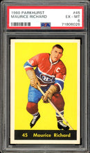 Load image into Gallery viewer, 1960 Parkhurst #45 Maurice Richard HOF Montreal Canadians PSA 6 EX-MT
