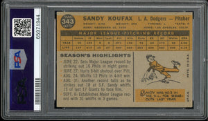 1960 Topps #343 Sandy Koufax HOF Brooklyn Dodgers PSA 5 EX