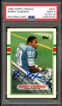 Load image into Gallery viewer, 1989 Topps Traded #83T Barry Sanders Rookie Auto HOF Detroit Tigers PSA 9 Auto 10
