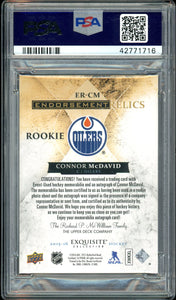 2015 UD The Cup Exquisite Connor McDavid Rookie Auto /50 Endorsement Rookie Relics PSA 8