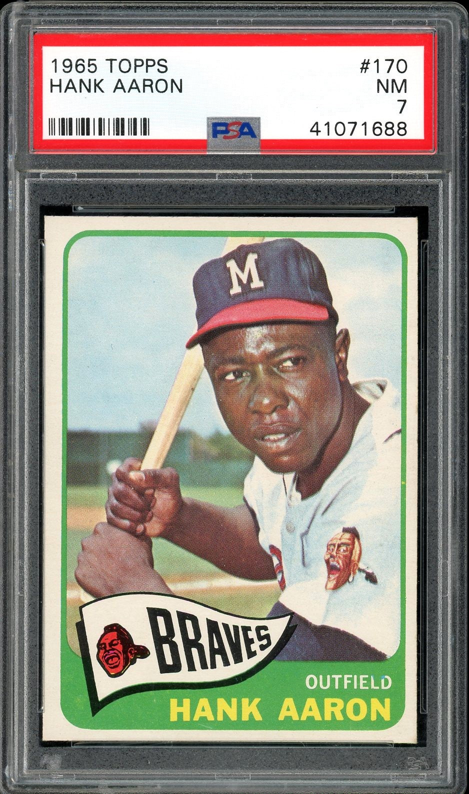 1965 Topps #170 Hank Aaron HOF Milwaukee Braves PSA 7 NM