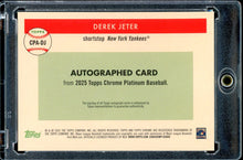 Load image into Gallery viewer, 2025 Topps Chrome Platinum Derek Jeter Auto /15 Pink Refractor HOF New York Yankees

