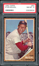 Load image into Gallery viewer, 1962 Topps #50 Stan Musial HOF St. Louis Cardinals PSA 8 NM-MT
