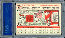 Load image into Gallery viewer, 1956 Topps #13 Roy Face White Back Pittsburgh Pirates PSA 8.5 NM-MT+
