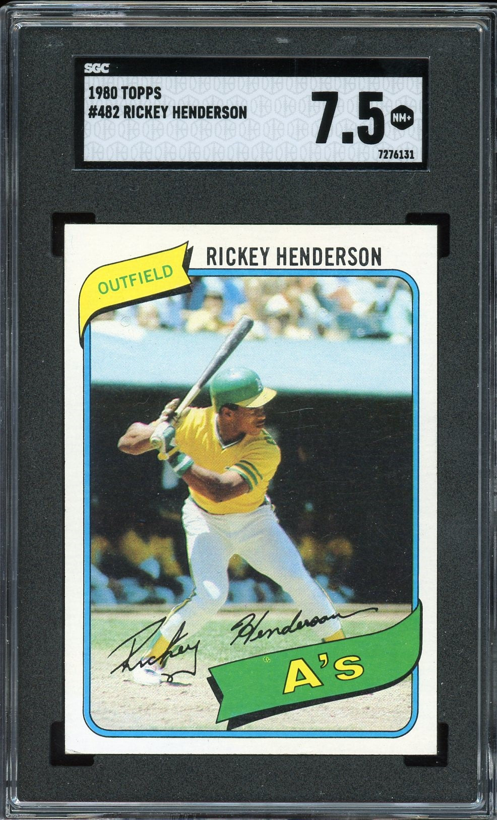 1980 Topps #482 Rickey Henderson Rookie HOF Oakland Athletics SGC 7.5 NM+