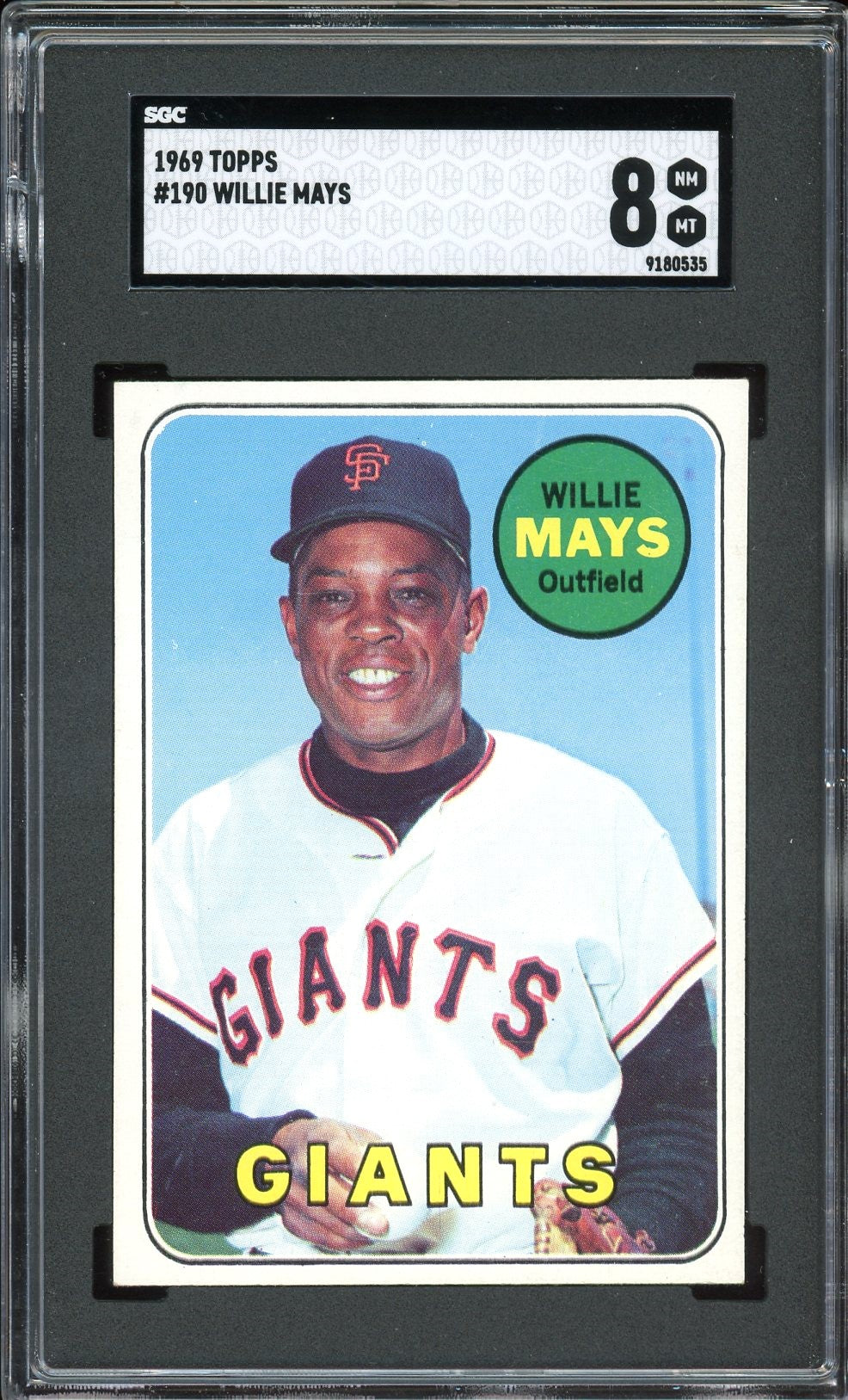 1969 Topps #190 Willie Mays HOF San Francisco Giants SGC 8 NM-MT