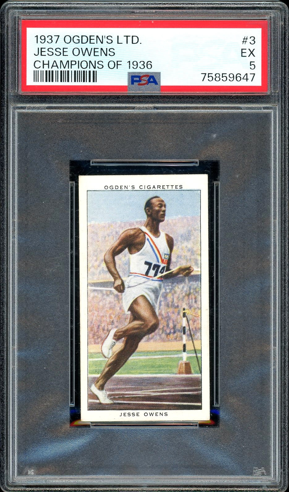 1937 Ogden's LTD Champions of 1936 #3 Jesse Owens PSA 5 EX