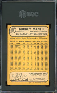 1968 Topps #280 Mickey Mantle HOF New York Yankees SGC 3.5 VG+