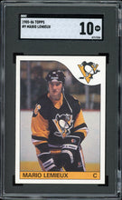 Load image into Gallery viewer, 1985 Topps #9 Mario Lemieux Rookie HOF Pittsburgh Penguins SGC 10 Gem Mint
