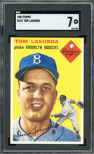 Load image into Gallery viewer, 1954 Topps #132 Tom Lasorda Rookie HOF Brooklyn Dodgers SGC 7 NM PWCC-E
