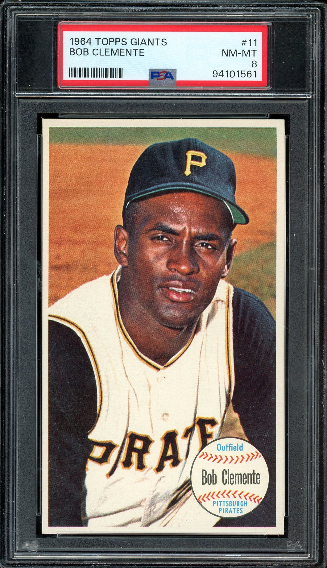 1964 Topps Giants #11 Roberto Clemente HOF Pittsburgh Pirates PSA 8 NM-MT