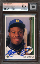 Load image into Gallery viewer, 1989 Upper Deck #1 Ken Griffey Jr. Rookie Auto HOF Seattle Mariners BGS 8.5 BAS Auto 10
