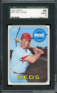 1969 Topps #120 Pete Rose Cincinnati Reds SGC 8 NM-MT