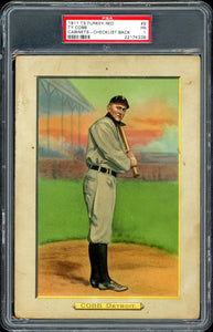 1911 T3 Turkey Red #9 Ty Cobb Checklist Back HOF Detroit Tigers PSA 1 PR