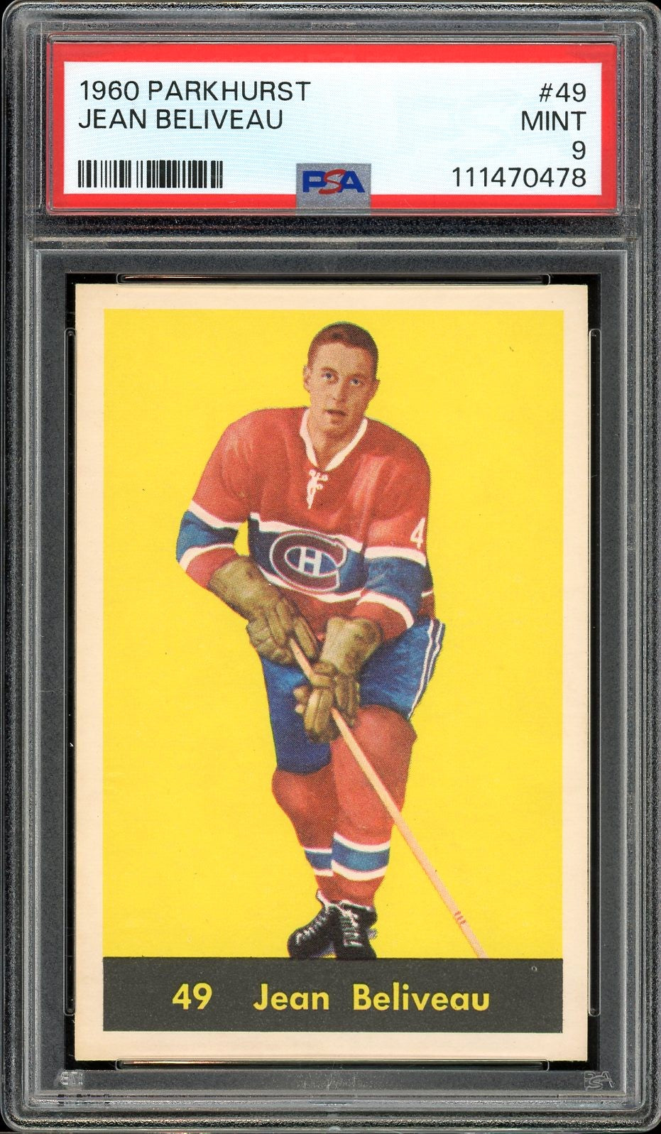 1960 Parkhurst #49 Jean Beliveau HOF Montreal Canadians PSA 9 Mint