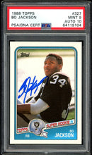 Load image into Gallery viewer, 1988 Topps #327 Bo Jackson Rookie Auto Oakland Raiders PSA 9 Auto 10
