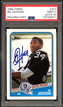 Load image into Gallery viewer, 1988 Topps #327 Bo Jackson Rookie Auto Oakland Raiders PSA 9 Auto 10

