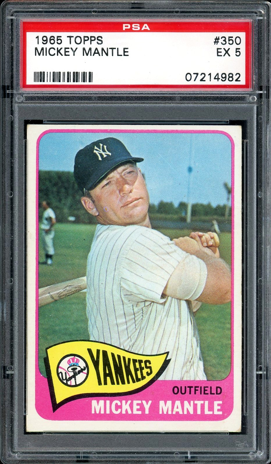 1965 Topps #350 Mickey Mantle HOF New York Yankees PSA 5 EX