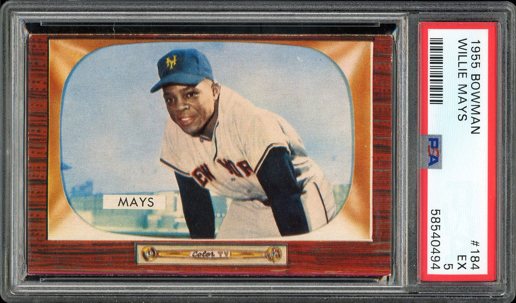 1955 Bowman #184 Willie Mays HOF New York Giants PSA 5 EX