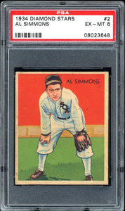 1934-36 Diamond Stars #2 Al Simmons HOF Chicago White Sox PSA 6 EX-MT