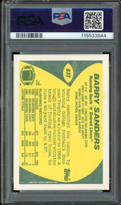 1989 Topps Traded #83T Barry Sanders Rookie Auto HOF Detroit Lions PSA 9 Auto 10