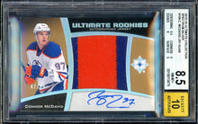 Load image into Gallery viewer, 2015 Ultimate Collection #109 Connor McDavid Rookie Patch Auto Spectrum Silver /49 BGS 8.5 Auto 10
