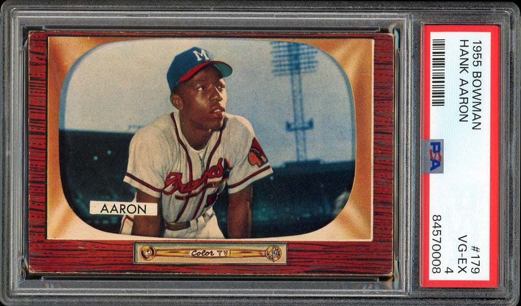 1955 Bowman #179 Hank Aaron HOF Milwaukee Braves PSA 4 VG-EX