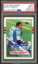 Load image into Gallery viewer, 1989 Topps Traded #83T Barry Sanders Rookie Auto HOF Detroit Tigers PSA 9 Auto 10
