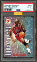 Load image into Gallery viewer, 1995 Stadium Club Warp Speed Michael Jordan HOF Chicago Bulls PSA 8 NM-MT MBA Gold

