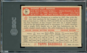 1952 Topps #36 Gil Hodges Red Back HOF Brooklyn Dodgers SGC 3 VG