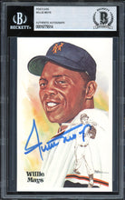 Load image into Gallery viewer, 1981 Perez-Steel HOF Postcard Willie Mays Auto HOF San Francisco Giants BGS Auto Auth
