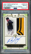 Load image into Gallery viewer, 2024 Topps Definitive Paul Skenes Rookie Patch Auto Green /25 Pittsburgh Pirates PSA 8 NM-MT
