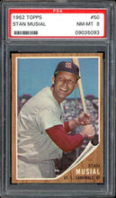 Load image into Gallery viewer, 1962 Topps #50 Stan Musial HOF St. Louis Cardinals PSA 8 NM-MT
