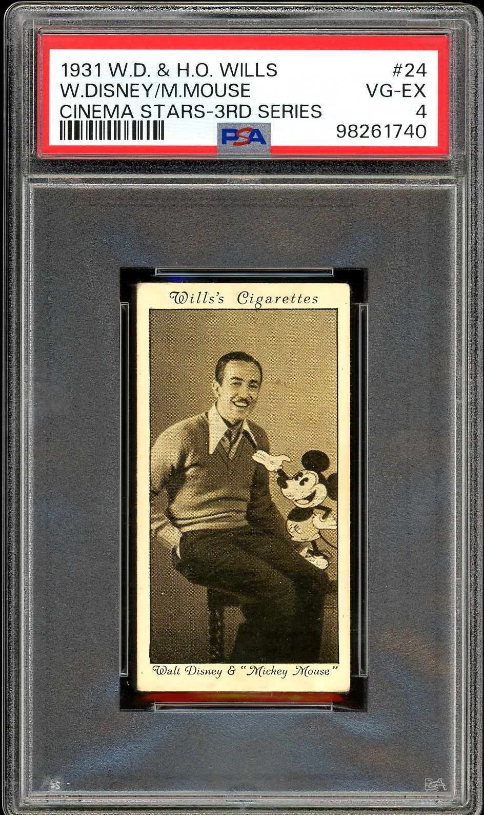 1931 W.D. & H.O. Wills Walt Disney Mickey Mouse Cinema Stars 3rd Series PSA 4 VG-EX