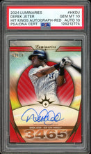 Load image into Gallery viewer, 2024 Topps Luminaries Derek Jeter Auto /10 Hit Kings Red HOF New York Yankees PSA 10
