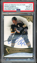 Load image into Gallery viewer, 2022 UD Ultimate Collection #100 Mario Lemieux Auto Gold /15 HOF Pittsburgh Penguins PSA 8 NM-MT
