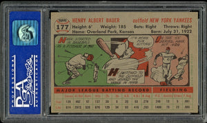 1956 Topps #177 Hank Bauer Gray Back New York Yankees PSA 7 NM