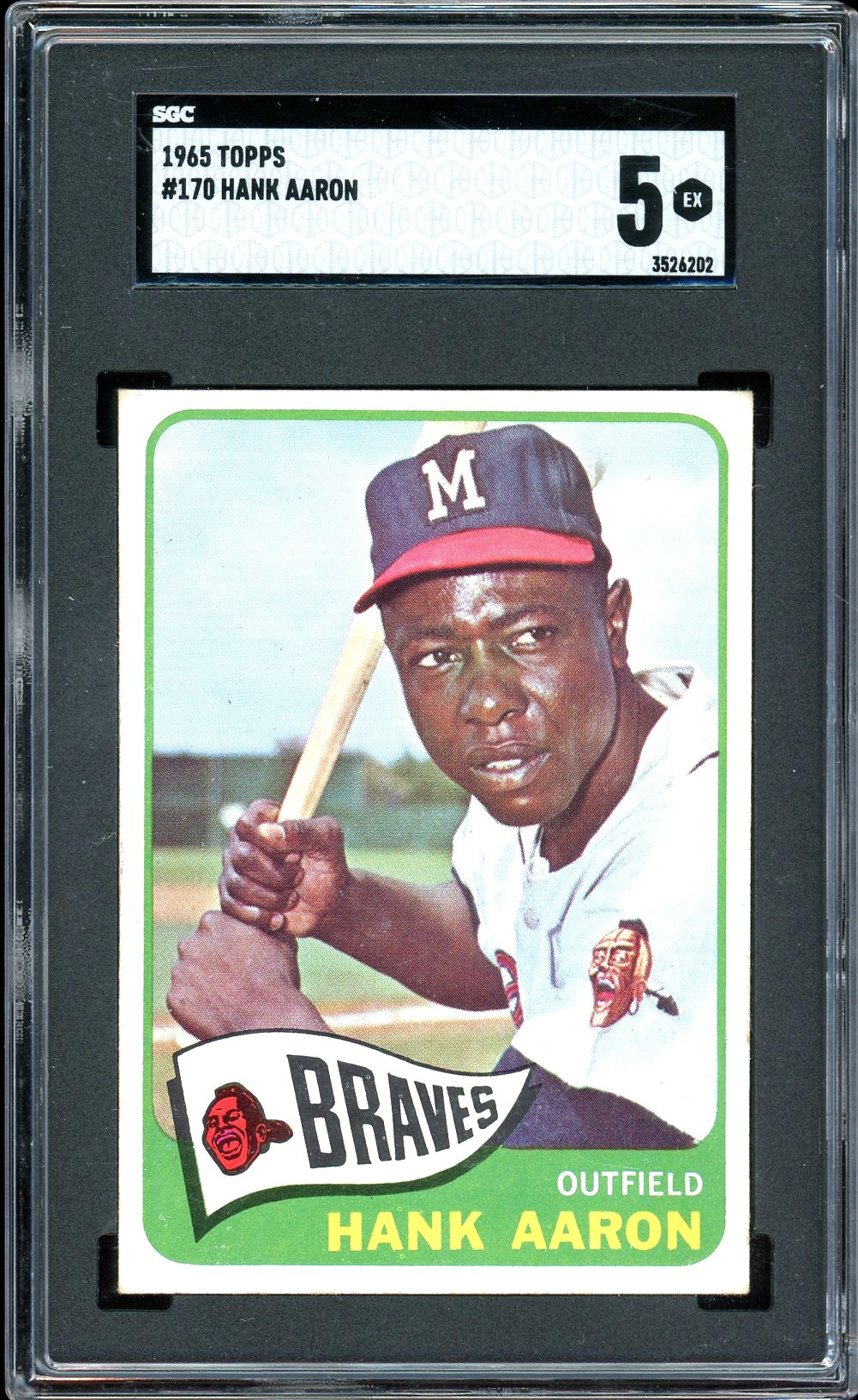 1965 Topps #170 Hank Aaron HOF Milwaukee Braves SGC 5 EX