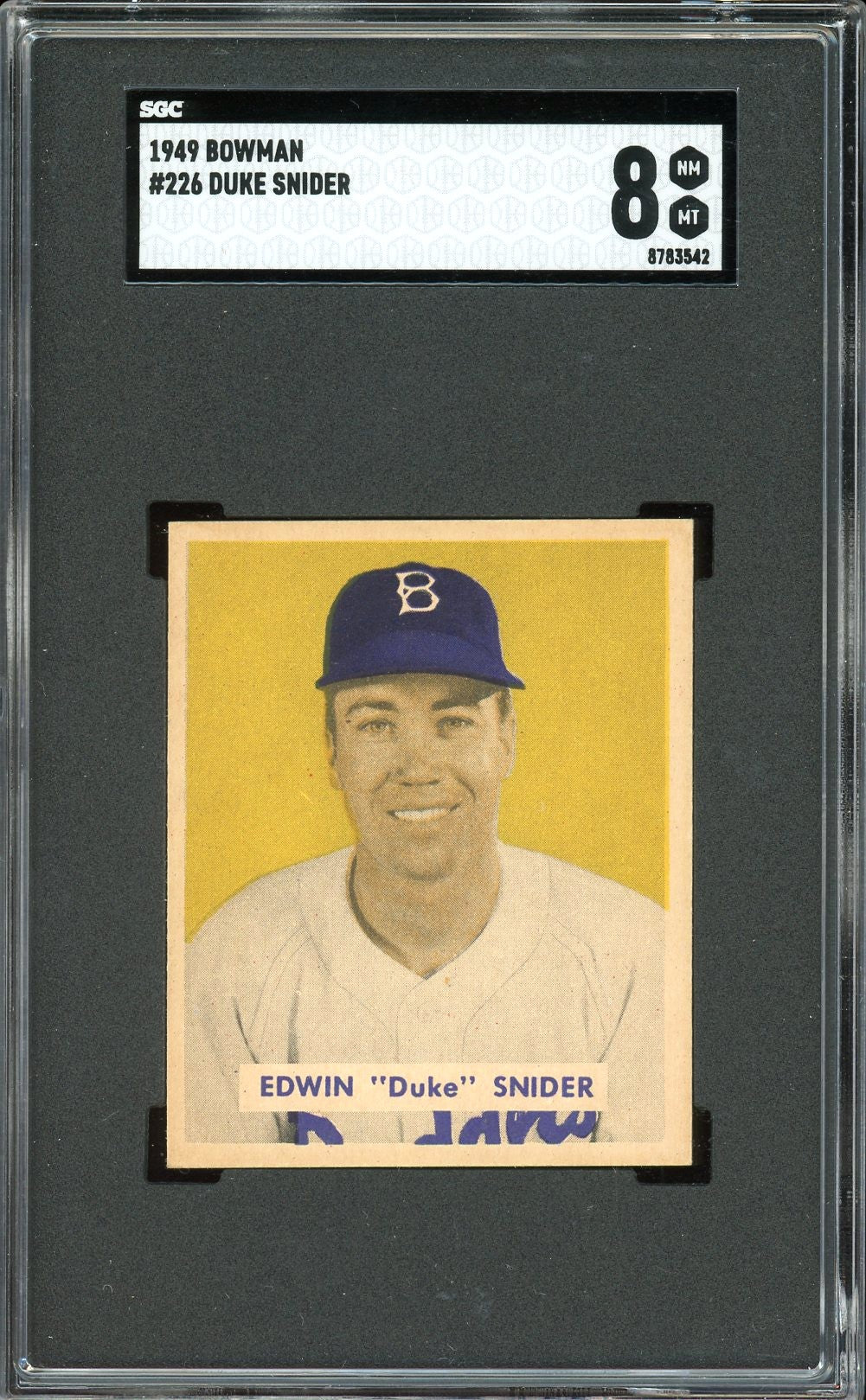 1949 Bowman #226 Duke Snider Rookie HOF Brooklyn Dodgers SGC 8 NM-MT